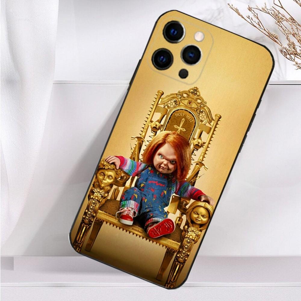 Cute C-Chucky-S F-Film Phone Case For iPhone 16,15,14,13,12,11 Plus,Pro Max,XS,X,XR,SE,Mini,8,7 Soft Silicone Black Cover