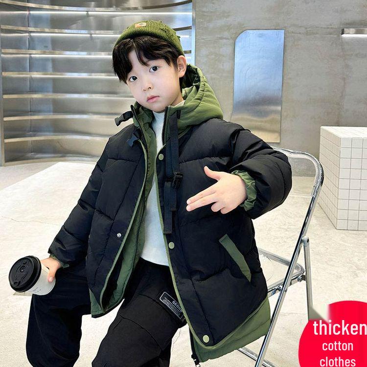 Boys' 2025 Fleece-Lined Winter Coat: Trendy, Thick & Warm for Middle & Big Kids