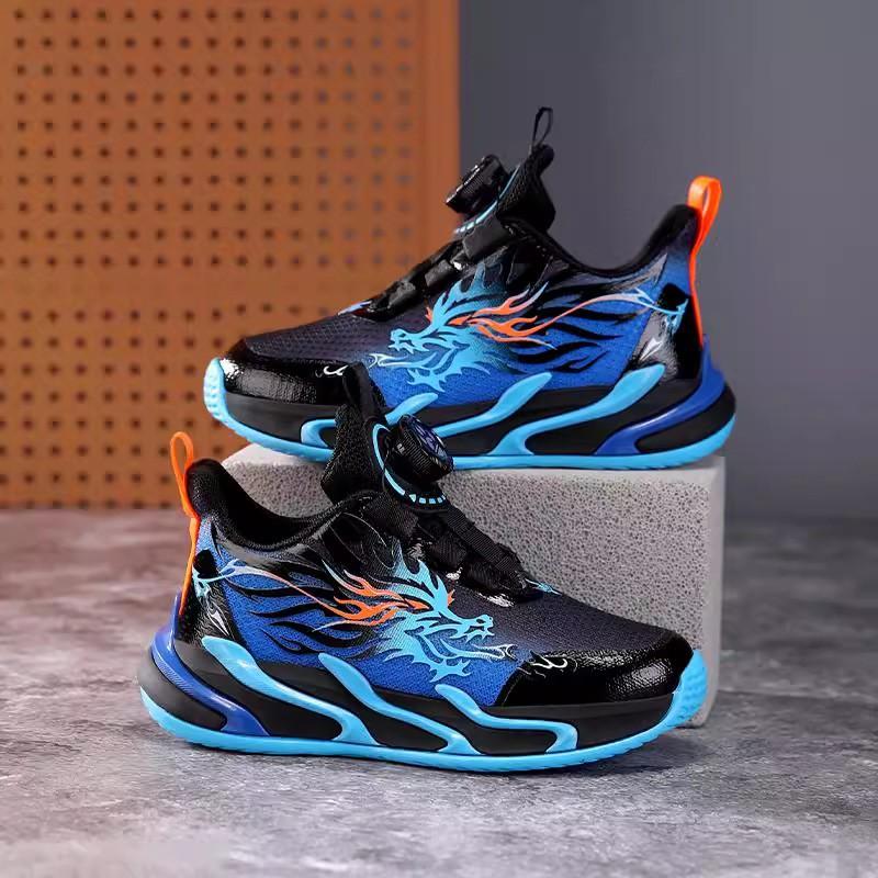 Youth style shoes Boys Basketball Shoes Kids Lightweight Anti-Slip Rubber Sole Winter Warm Lined Sneakers With Rotating Buckle