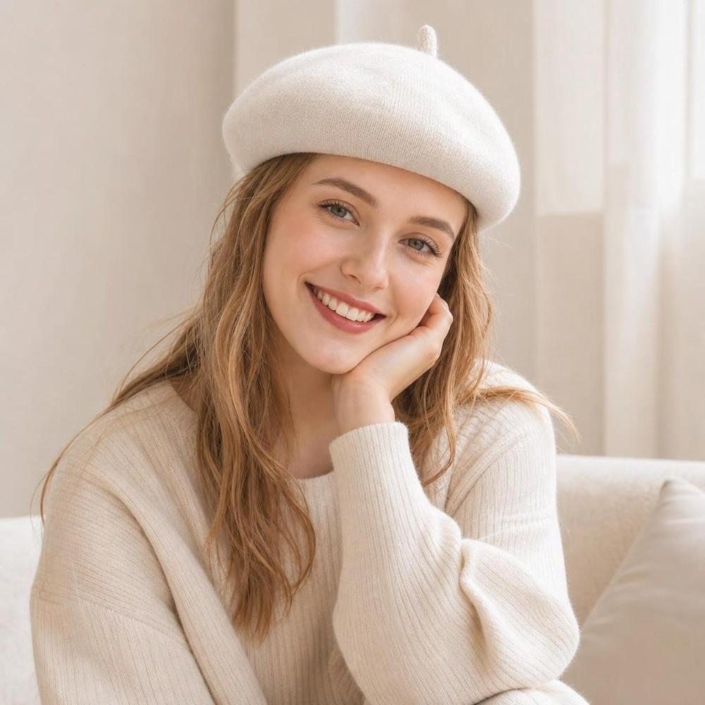 Solid Color Winter Wool Berets Hat Retro French Artist Hat Fashion Felt Berets Lady