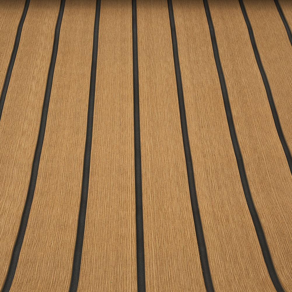 EVA Teak Decking Sheet Surfboard Boat Yacht Flooring Mat Carpet Pad (Brown & Black Strips)