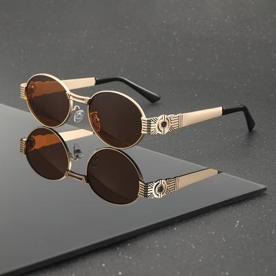 Small Frame Fashionable Oval Sunglasses  Sunglasses, Durable Metallic Frame and PC Lenses, Suitable for Parties, Photoshoots, and Daily Socializing