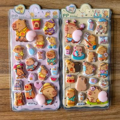 Capybara Themed PP Sticker Set (2 Pcs) - Fun Embellishments for Planners & Handcrafts BulingBulingStickers Store