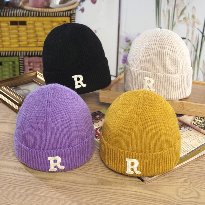Hat Women's Winter New Korean Version Wool Hat Student Letters Warm Knitted Hat Versatile Cold Hat Men