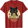 Mačka Ramen Vtipné Grafické Tričká Japonské Kawaii Mačka Anime Tričko