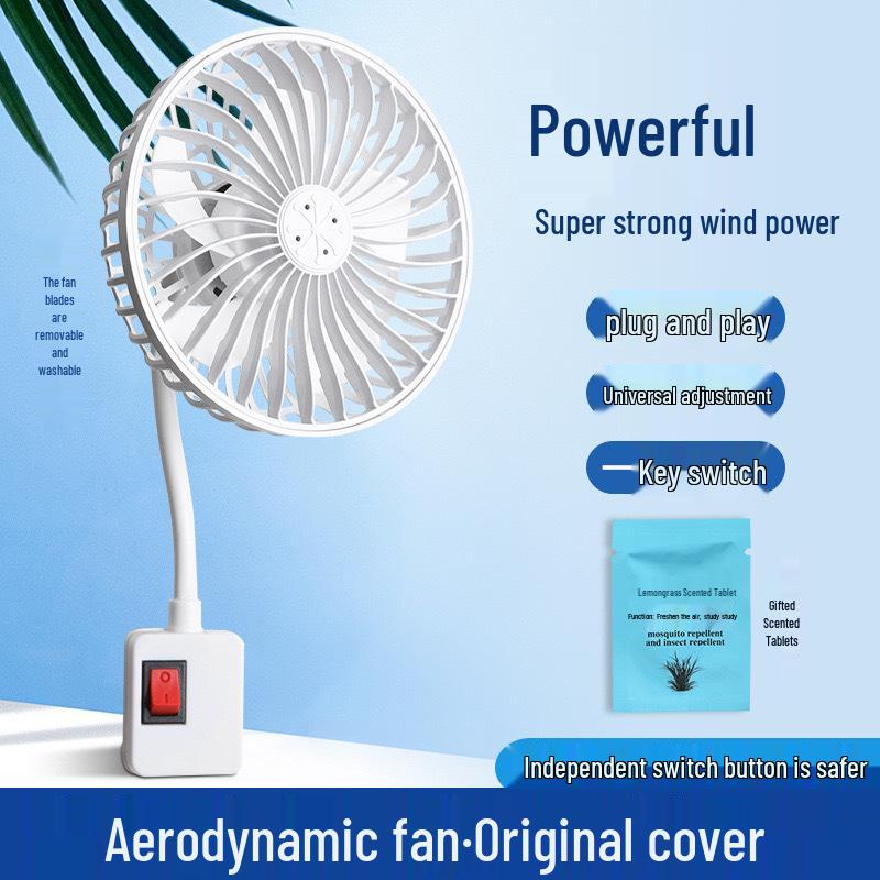 

Компактный мини-вентилятор с 3 лопастями для дома и офиса с защитной решеткой для кухни и ванной Three-Plug