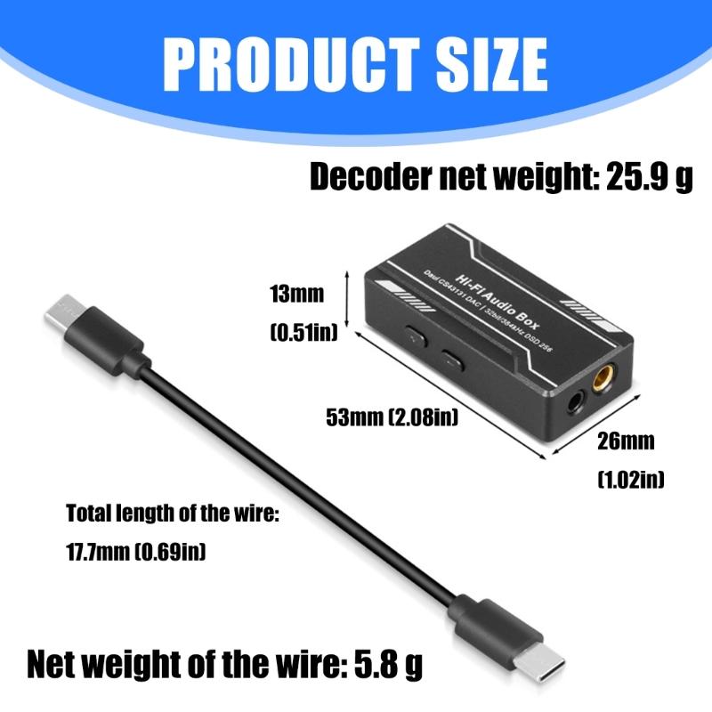 Portable USB C Amplifier 32bit 384KHz USB C to 3.5mm 4.4mm Adapter with CS43131 Chip USB C Headphone Adapter for Phone