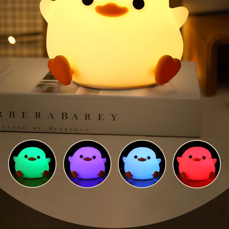 Bean Duck Sleep Companion: Rechargeable Silicone Night Light for Kids - Tap & Portable Warm Bedside Lamp Atmosphere Light
