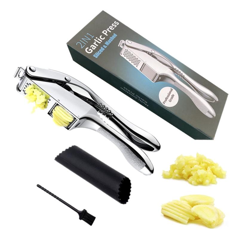 Manual Garlic Press Aluminum Alloy Garlic Mincer & Ginger Press Rust-proof Tool for Home Kitchen Easy to Clean 1