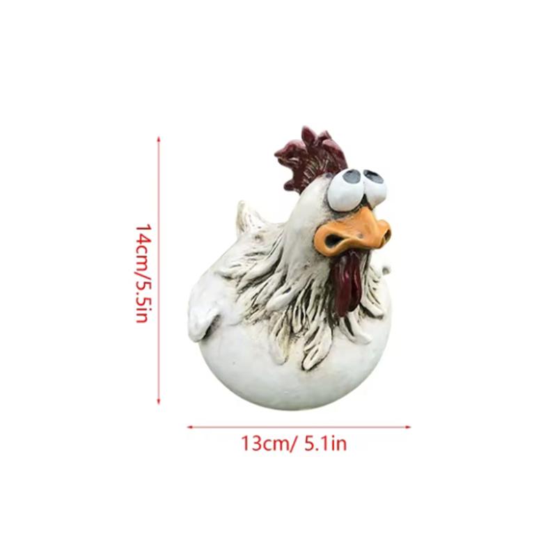 Miniso Funny Cute Chicken Fence Decoration Statue Resin Garden Chicken and Hen Sculpture Craft Courtyard Home Decoration