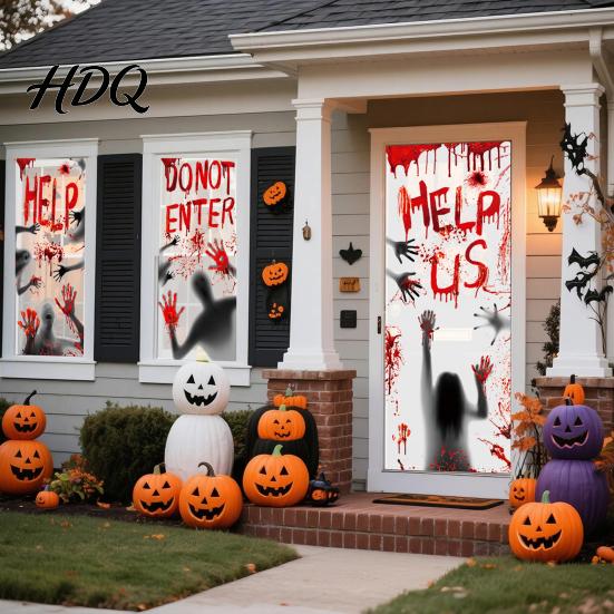 No Glue Halloween Decorations Blood Window Stickers Clear Patterns Waterproof And Scratch-Resistant Kitchen Friendly Stickers Decals Removable