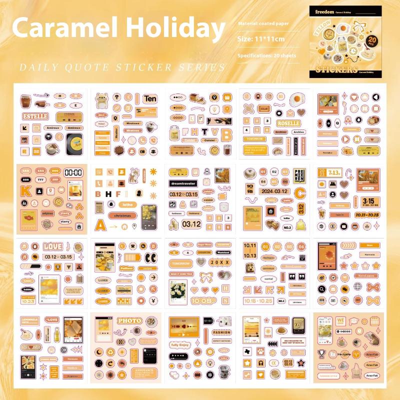 20 Sheets Mini Deco English Cutting-Free Handbook Daily Quotes Series Cut Film Sticker Book Diy Decorative Material Decals