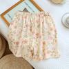 Women's Pure Cotton Double-Layer Gauze Printed Pajama Shorts - Summer Loose Fit, Versatile for Home or Outdoors