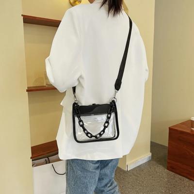 Transparente Umhängetasche für Damen aus PVC, transparent, einzelne Schulterkette, tragbare Kuriertasche, kleine quadratische Umhängetasche, Geschenk für Mädchen