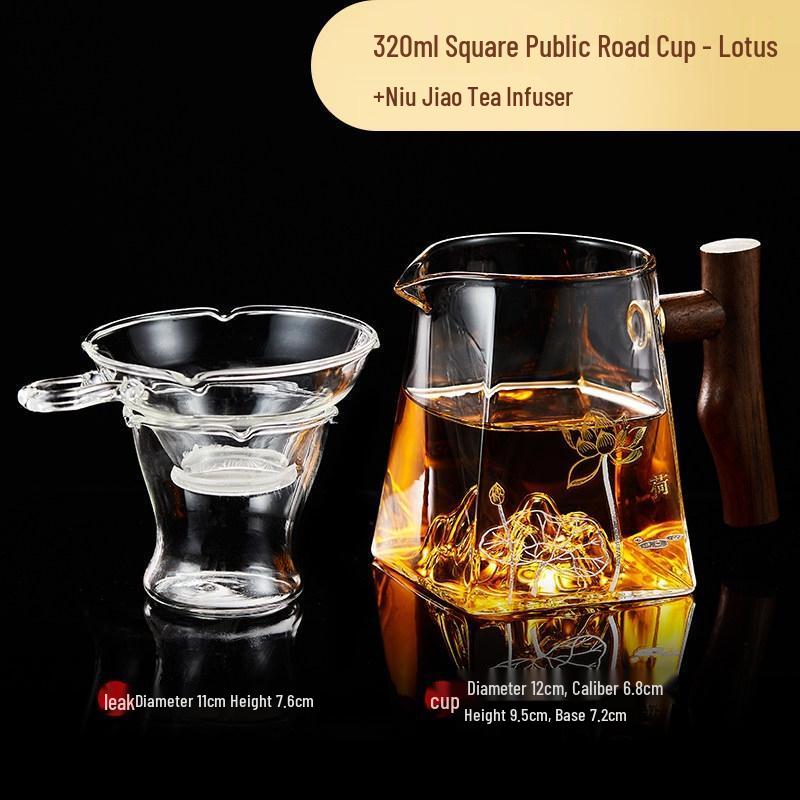 HANDUNYOU Heat-Resistant Glass Fairness Cup with Wooden Handle