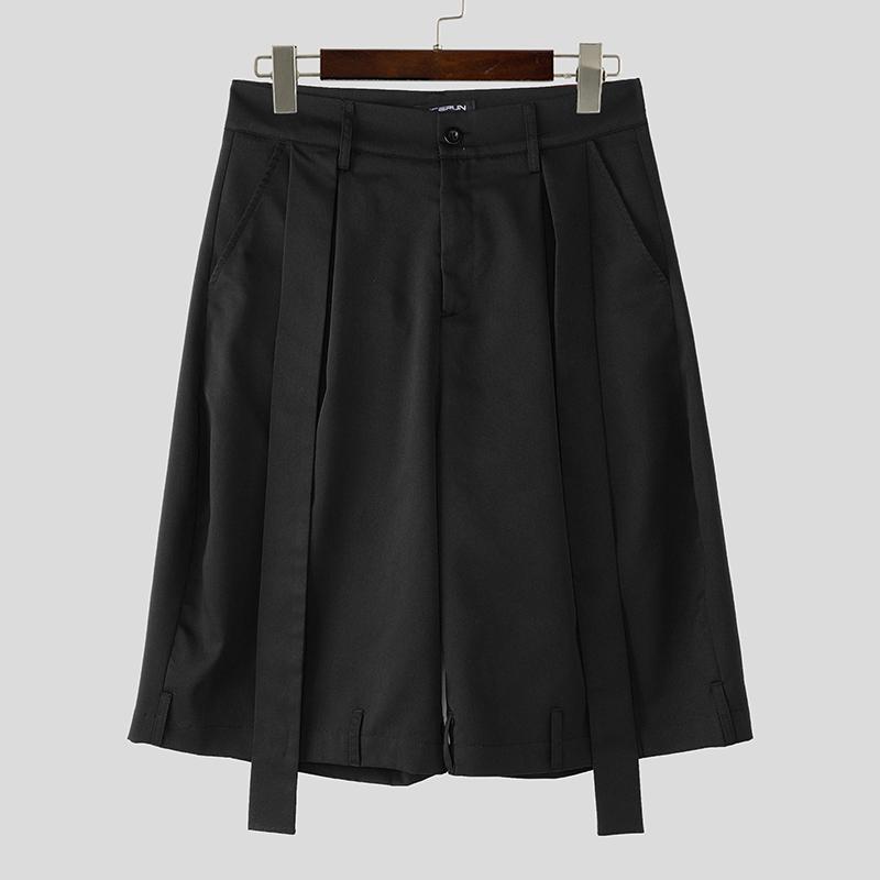 

INCERUN Men Zip-up Waist Casual Loose Wide Legs Capri Pants