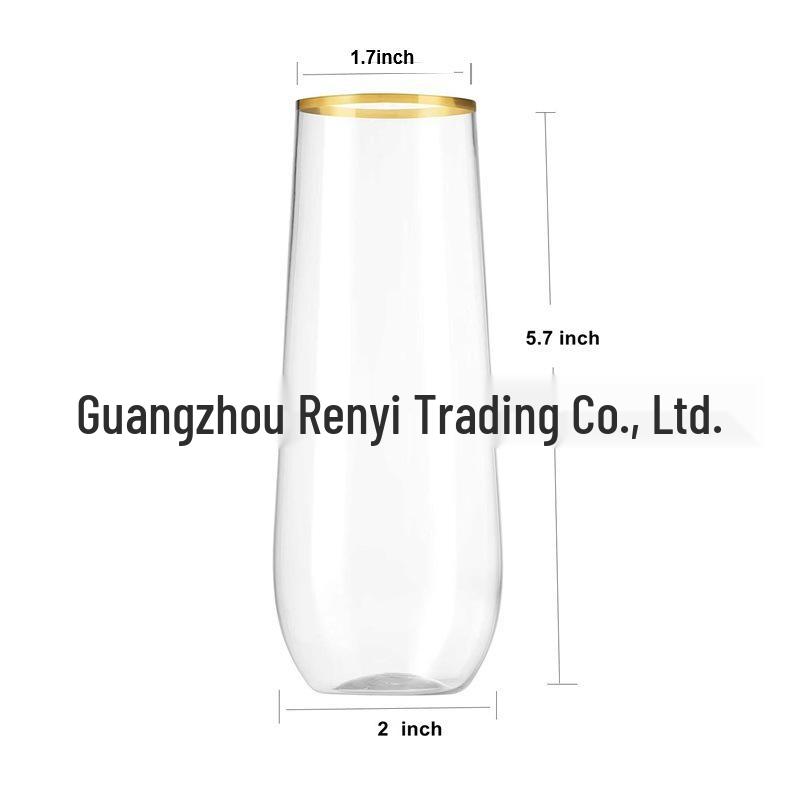 Detachable Red Wine Dessert Cup with High Stem - Disposable Plastic Champagne Flute for Weddings or Pudding Mousse.