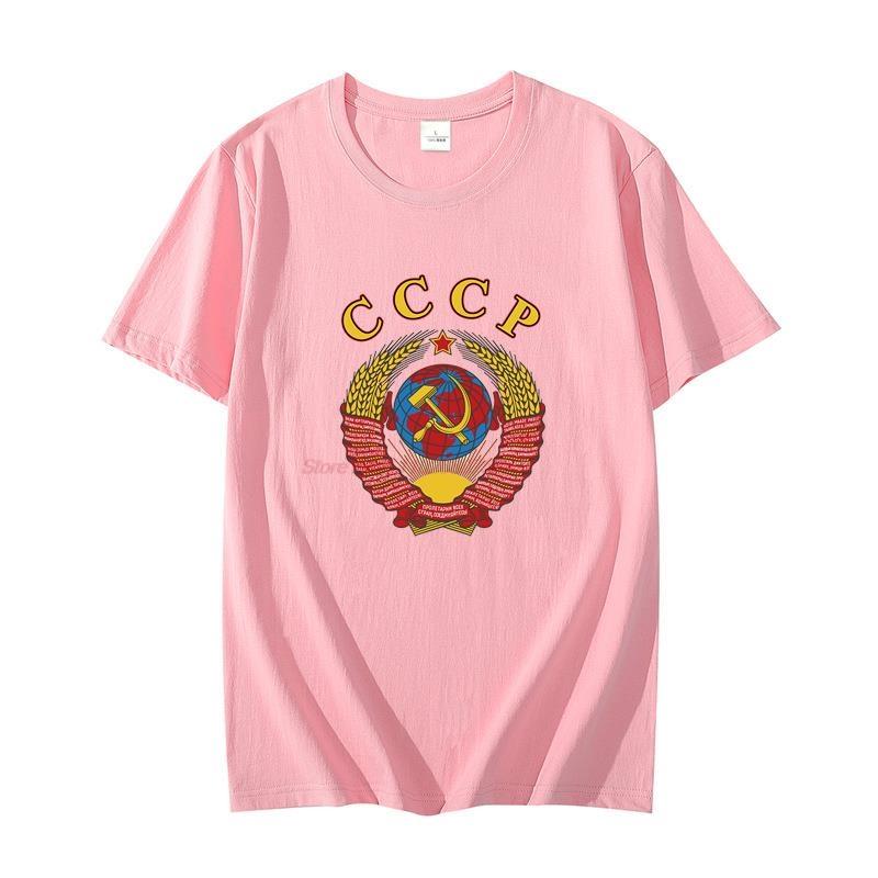 Russian Classic Graphic T Shirts With Ussr Emblem And Anthem Cotton Oversized Tshirt Short Sleeve Tshirts Unisexs Clothing