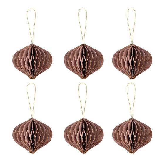 6 Pcs Honeycomb Christmas Ornaments 3D Mini Glitter Edge Paper Honeycomb Lantern Vintage Foldable Xmas Tree Hanging Decoration for Holiday Party