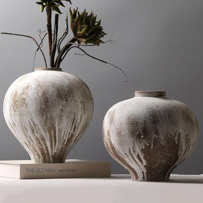 Vase à Fleurs en Céramique Moderne Minimaliste Rétro Wabi-Sabi Zen - Grande Décoration en Céramique pour Maison ou Hôtel