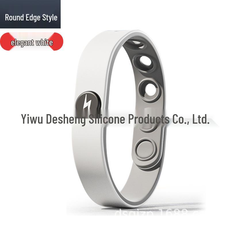 Adjustable 3D Silicone Anti-static Bracelet with Negative Ions - Waterproof & Minimalist Design