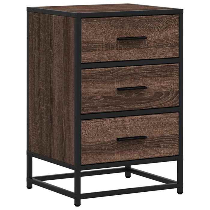 VidaXL Bedside Table Brown Oak 40x34.5x60cm Engineered Wood Metal, Side Table, Bedside Cabinet, Side Table 848723