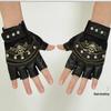 Men's Rivet Pirate Skull Half-Finger Leather Gloves for Autumn/Winter – Ideal for Mountaineering and Riding