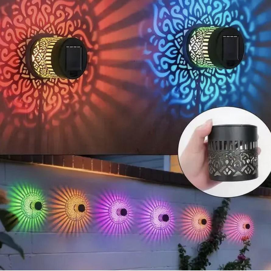 Solar Mandala Wrought Iron Waterproof Garden Wall Lamp for Outdoor Decor