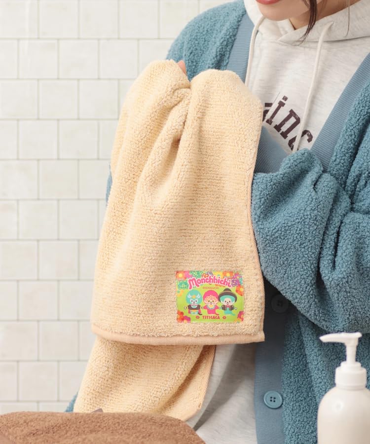 Monchhichi Collaboration Face 80 x 34 Hand ZNSJB2314 Towel, cm, Rectangular, Towel, Microfiber, Absorbent, Orange,