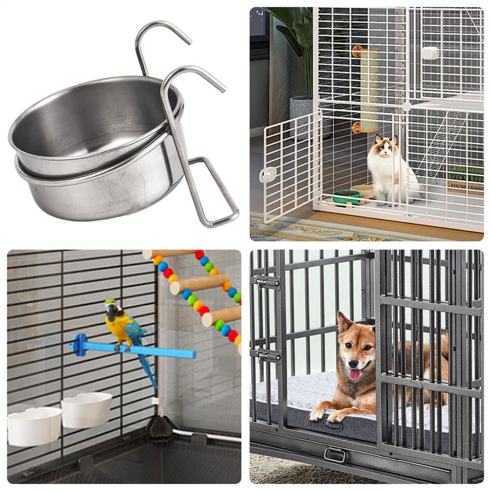 Bird Bowls For Cage Compact Birds Food Cups Spill Proof Sturdy Suspending Stainless Steel Water Bowl For Cockatiel Parakeet