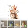 Self-adhesive Cartoon Cute Stacked Cats with Butterfly Wall Window Stickers for Kids Room Living Room Glass Decor