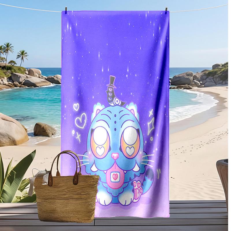 Kpop Demon Hunters Printed Beach Towel, Large Absorbent Quick Dry Towel for Summer Outdoor Swimming