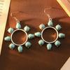 Earrings Bohemian Ethnic Style Earrings Diamond Turquoise Hollow Earrings Women'S Retro Versatile Earrings