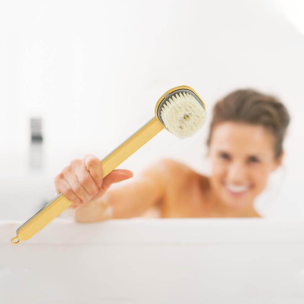 Long Handle Bath Massage Brush Soft Bristle Back Scrubbing Brush Exfoliating Back Cleaning Brush