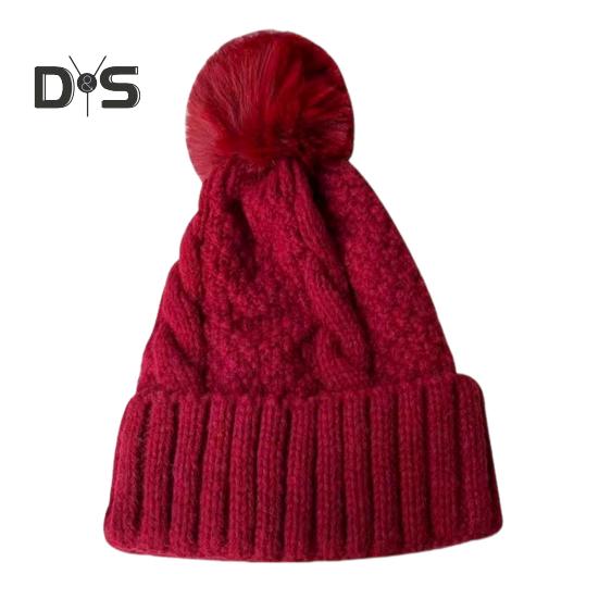 

Зимняя вязаная шапка из толстого плюша, сохраняющая тепло, шапка с помпоном, эластичная, однотонная, без полей, ветрозащитная, для холодной погоды, уличный головной убор