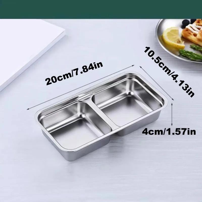 Wiederverwendbare Edelstahl-Doppelkammer-Lunchbox mit Deckeln, Edelstahl-Lunch-Snackbox, Lebensmittelaufbewahrungsbehälter liyi