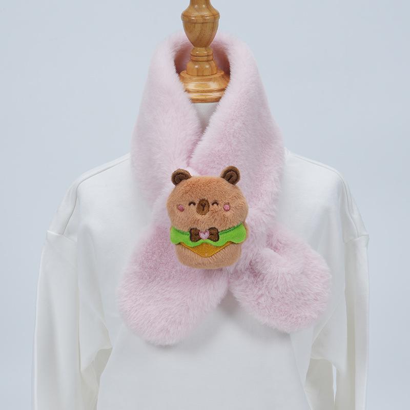 Cute Cartoon Panda Plush Scarf for Kids - Windproof & Thickened Winter Neck Warmer