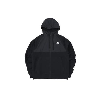 Giacca con Cappuccio Ibrida Foderata in Pile con Zip Intera Uomo Capispalla Nero CJ4416-010