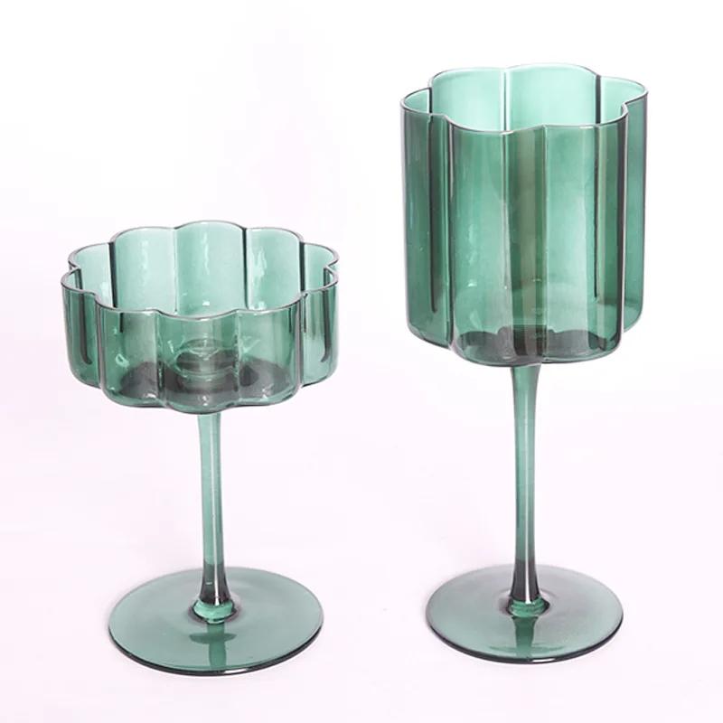 Multicol Crystal Glass Cocktail Goblet Transparent Champagne Cup Creative Light Luxury Retro Petal Wine Glasse Colorful Wine Cup