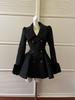 Winter Hepburn Black Fur Collar Woolen Coat French Style Vintage Blends Slim Mid-length Outwear Elegant Lolita Warm Outfits New