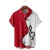 New Men's Shirt Summer Bowling Shirt Note Pattern Printed Daily Short Sleeve Button Comfortable Casual Men's Clothing