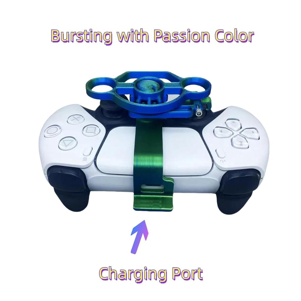 CHOWONE Mini Steering Wheel for PS5 Racing Game Controller Remote Control Accessory for PS5 Car Racing Simulator Steering Wheel Attachment (Bluish