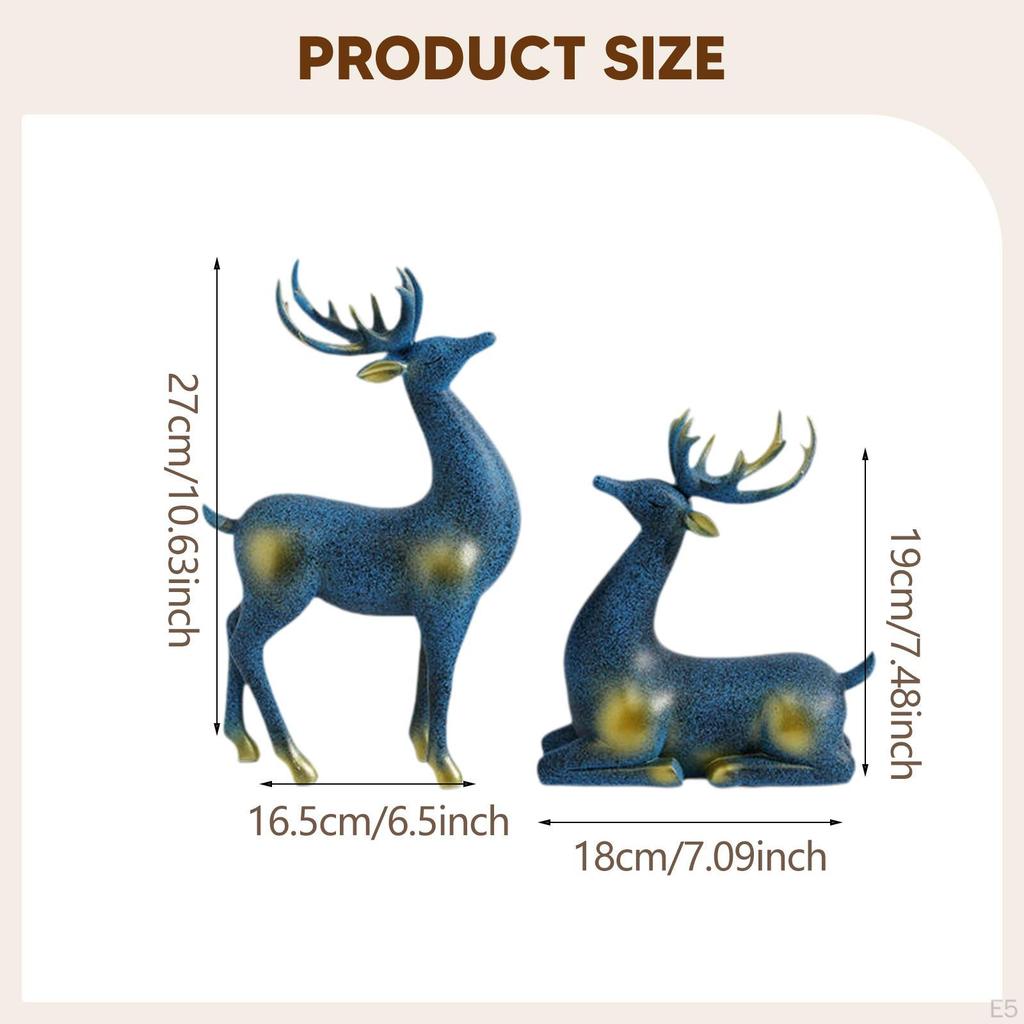 2 Pieces Reindeer Figurines Animal Figure Christmas Decoration Creative Elk Sculptures Tabletop