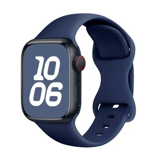 

Silicone Watch Band Waterproof Sweat-Proof Replacement Band Soft Solid Color Watch Strap for Apple M темно-синього кольору