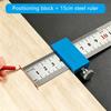 Woodworking Ruler Marking Guide with Thumb Lock Block and Steel Ruler for Repeat Line Layout and Furniture Drafting