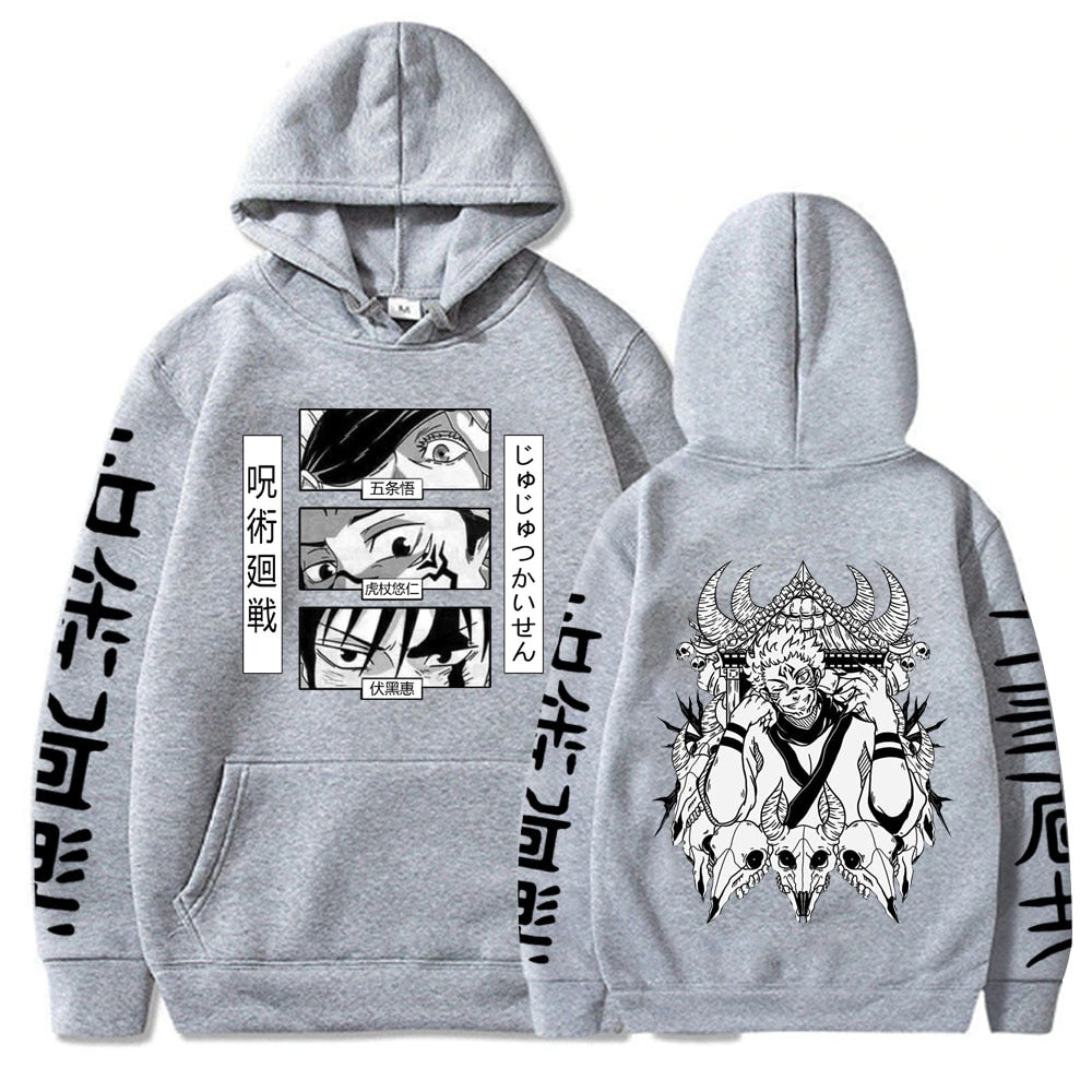 Anime Jujutsu Kaisen Hoodie Manga Eyes Graphic Hoodies Vintage Oversized Long Sleeves Soft Cotton Men Women Clothes