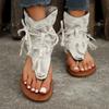 Fashion Women Sandals 2025 New Summer Flip Flop Solid Flock Beach Casual Sandals Women Fringe Flower Wedges Shoes Sandalias De Mujer