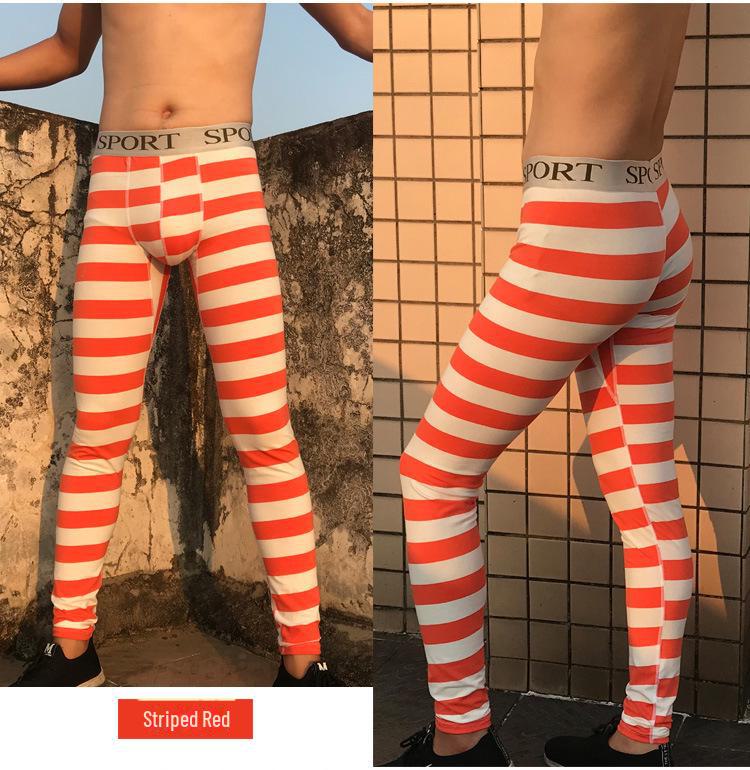 Men's Striped Camouflage Cotton Long Johns - Warm Autumn/Winter Underwear Pants
