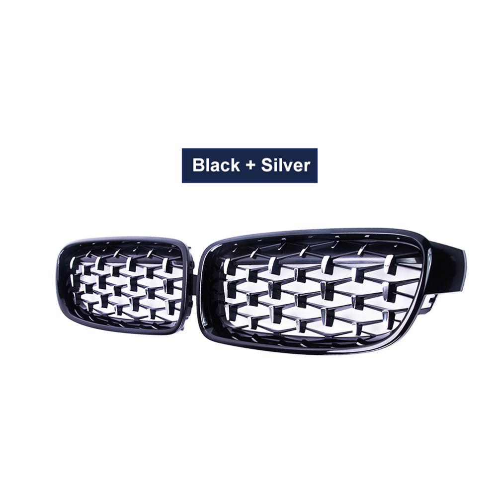 O pereche de grile de rinichi cromate de înaltă calitate pentru BMW Seria 3 F30 F35 F31 2012-2018 Grile de curse în stil diamant în stil Meteor