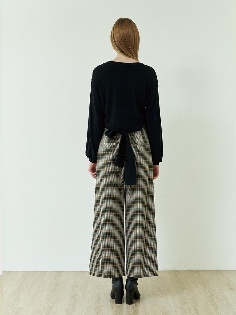 EJNOLEE Check Wide Pants
